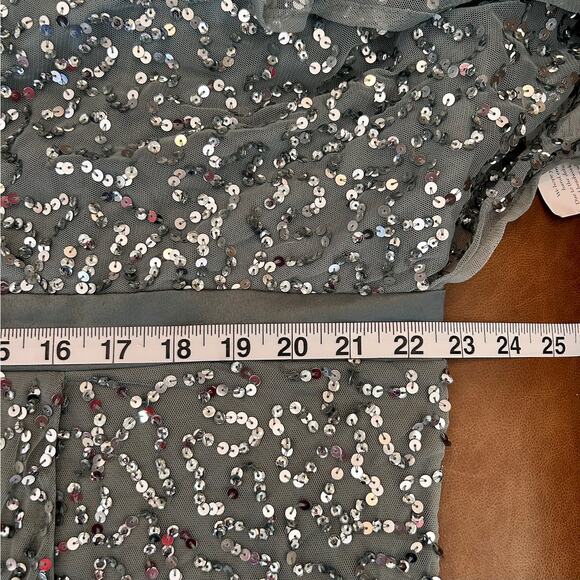 NWT Elegant Silver Sequin Kimono-Sleeve Cocktail Formal Evening Gown 3X 24 - Picture 8 of 10